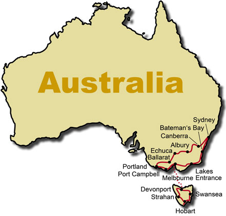 The Route for the Australia Best Of KeaRider Motorcycle Tours