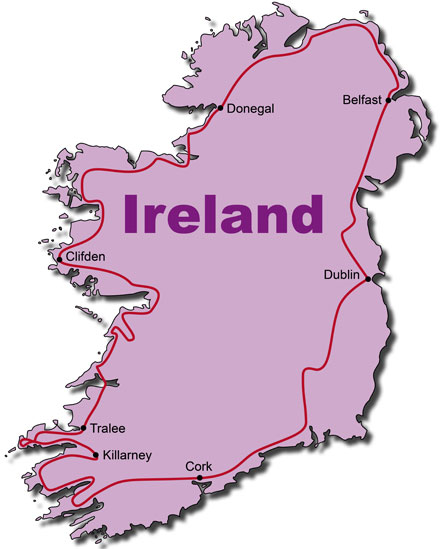 The Route for the Europe Ireland KeaRider Motorcycle Tours