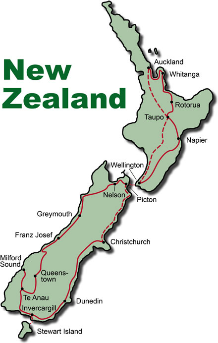 Die Route für die Neuseeland Highlights KeaRider Motorradreisen
