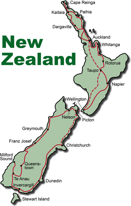 Die Route für die Neuseeland Paradise KeaRider Motorradreisen