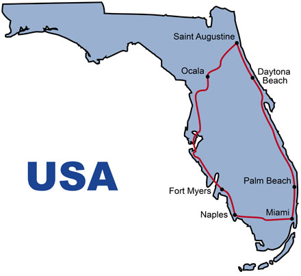 The Route for the USA Florida History KeaRider Motorcycle Tours