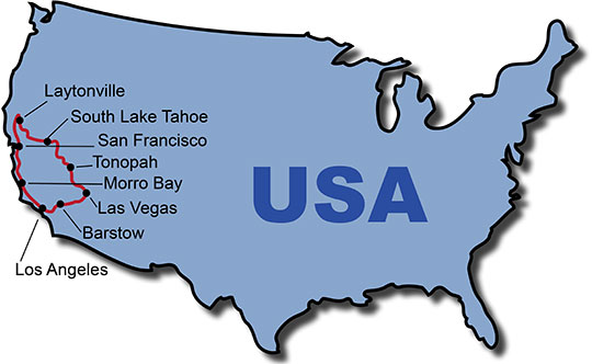 The Route for the USA Highway 1 KeaRider Motorcycle Tours