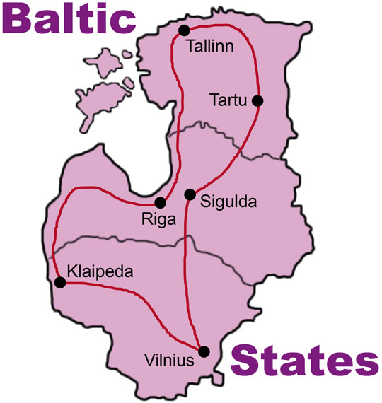 Die Route für die Europa Baltikum KeaRider Motorradreisen