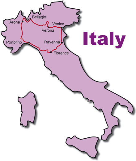 The Route for the Europe Bella Italia KeaRider Motorcycle Tours