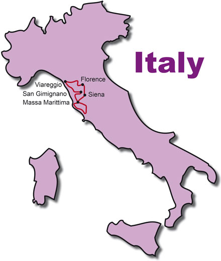 Die Route für die Europa Toskana KeaRider Motorradreisen